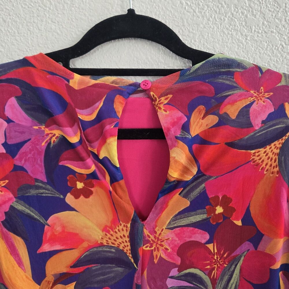 Farm Rio Anthropologie Super Stretchy Lined NWT Bright FloralLong Dress Size XL - Picture 13 of 16